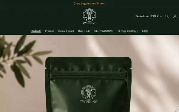 Startseite von twinningshop.de, einem Shopify-Kundenprojekt